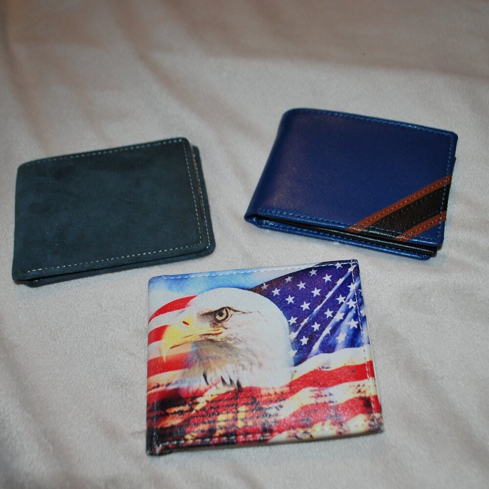 Lot of (3) Blue or Patriotic Men's Wallets